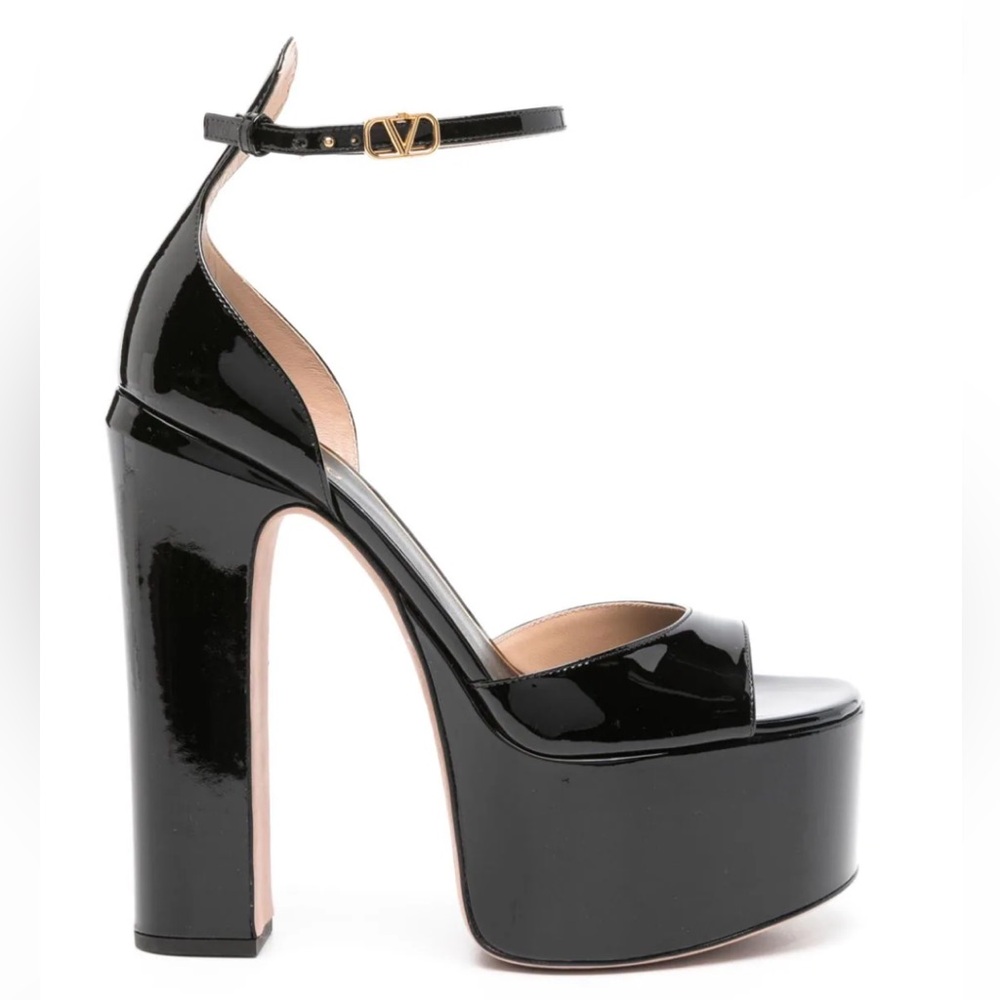 Valentino Black Tan-Go Platform Sandal Heels